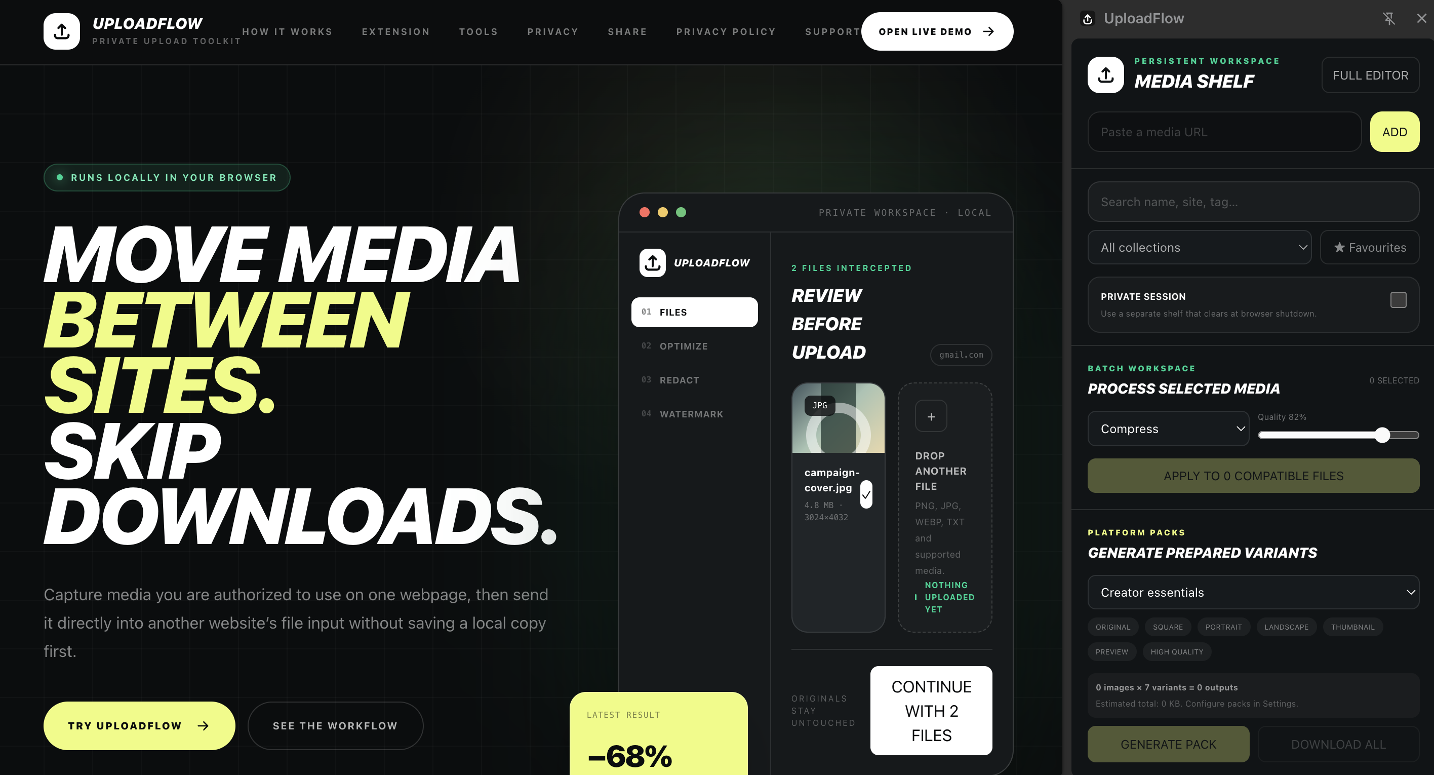 Build batches and platform variants shown in UploadFlow