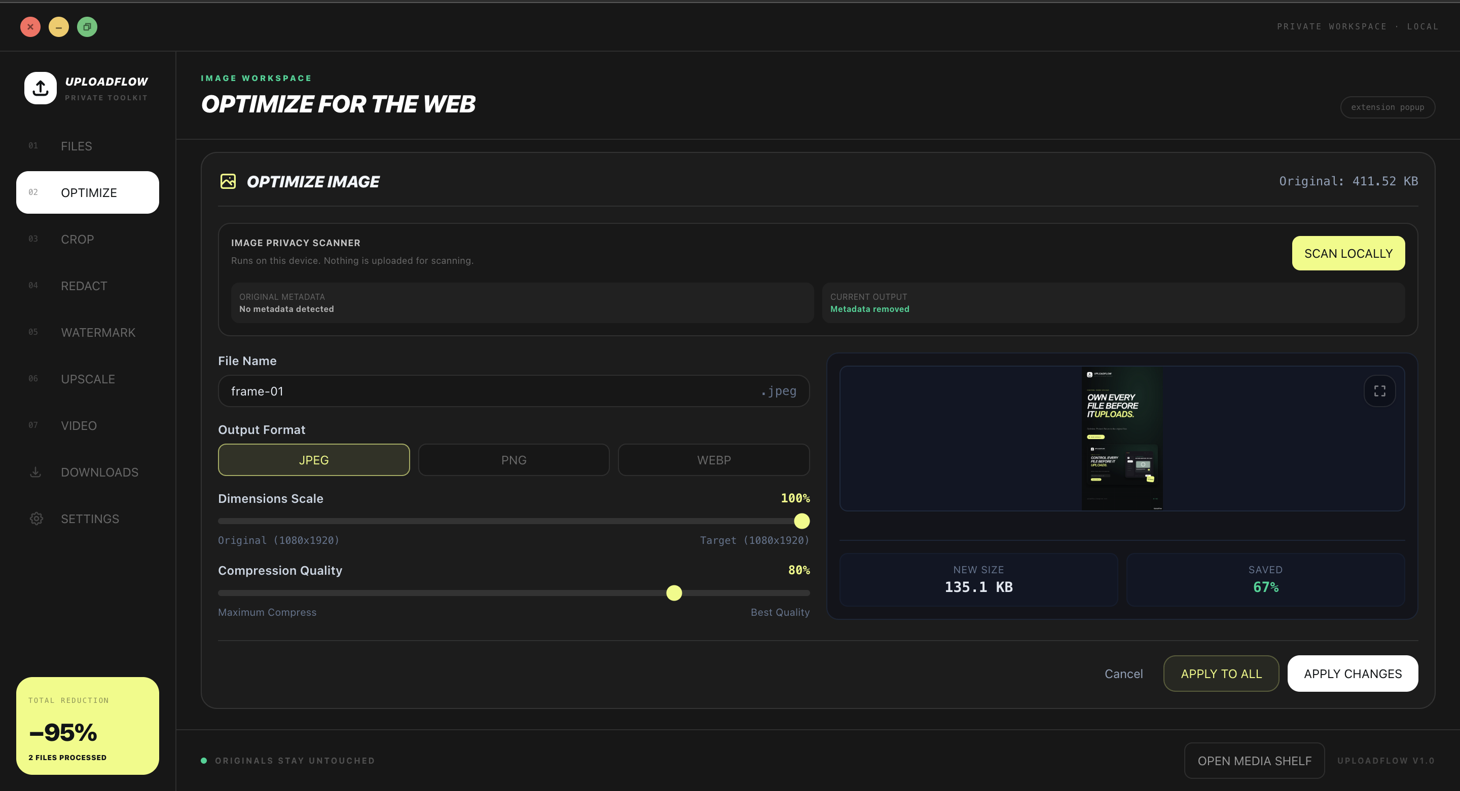 Make images upload-ready shown in UploadFlow