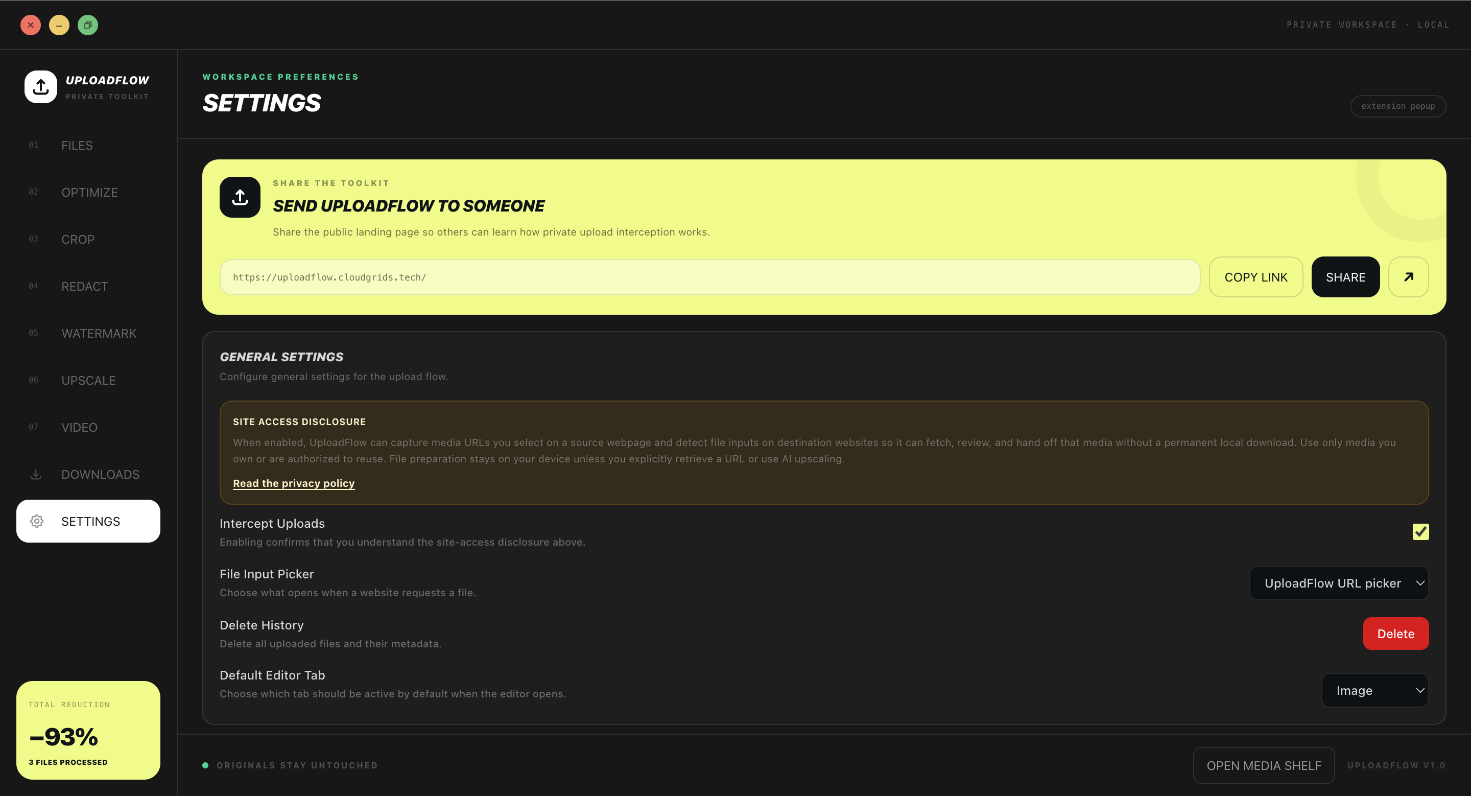 Choose the depth the task needs shown in UploadFlow
